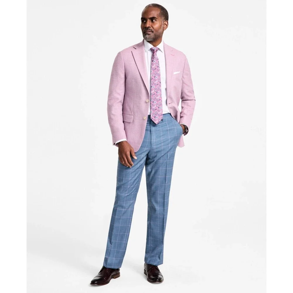Tallia Wool-Linen Blend Slim Fit Sport Coat Men's 38R Lilac Button Closure L/S